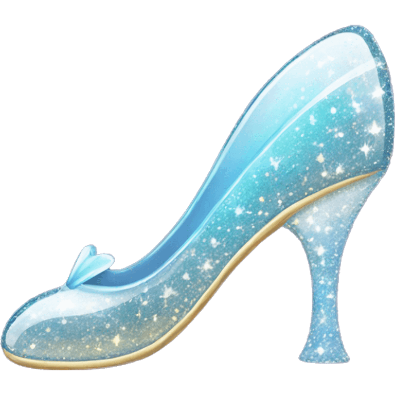 shimmering glass slipper with sparkles around it. emoji