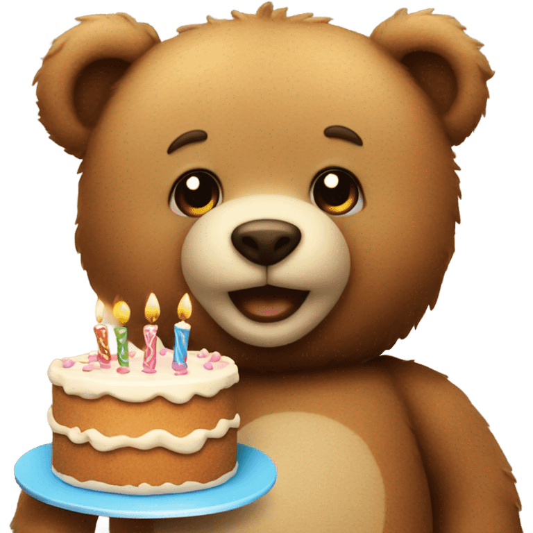 Teddy bear holding a birthday cake emoji