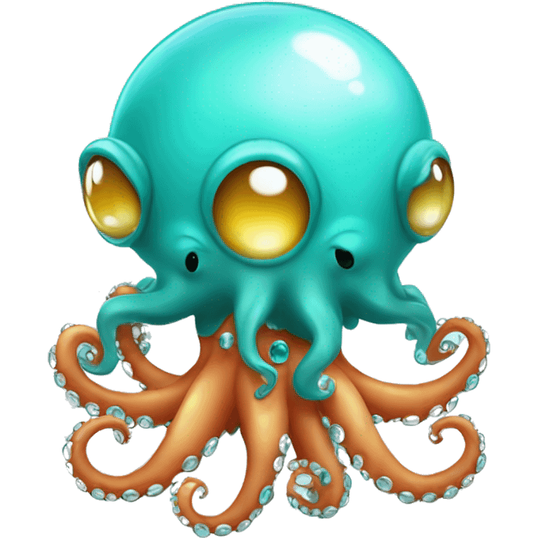 Turquoize cute octopus with crystal ball emoji