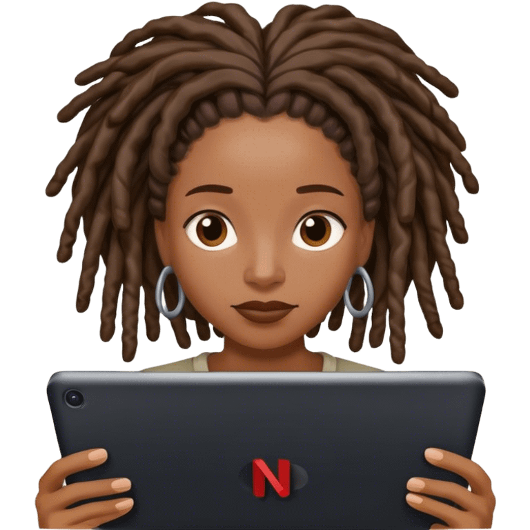 Black woman with locs watching Netflix  emoji