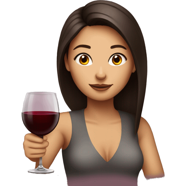 Brunette drinking red wine emoji