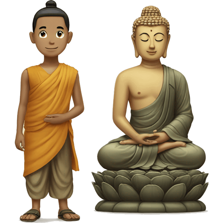 Lord Buddha stand with boy emoji