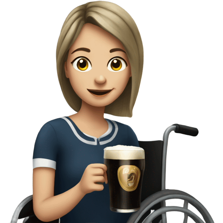 Girl in wheelchair drinking Guinness  emoji