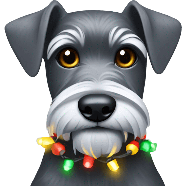 Schnauzer wearing Christmas lights  emoji