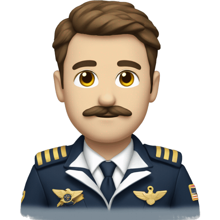 pilot with brown hair and mustache with navy and gold unifo emoji