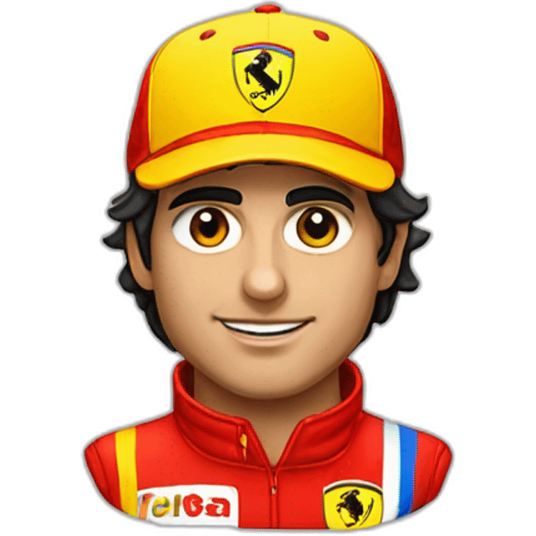 Carlos Sainz Jr with a Ferrari cap red and yellow stripes emoji