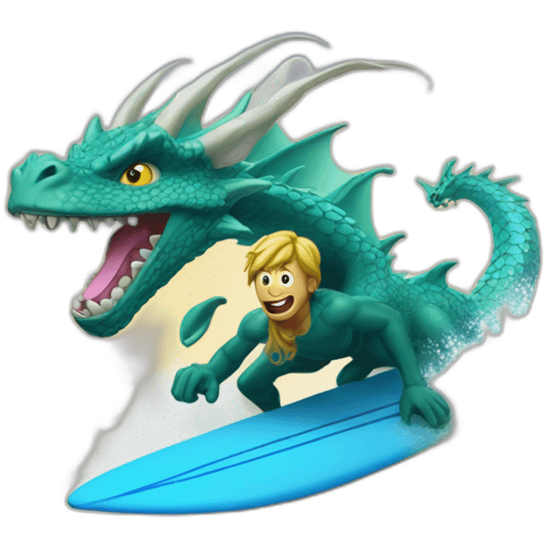 Surfeur sur dragon emoji