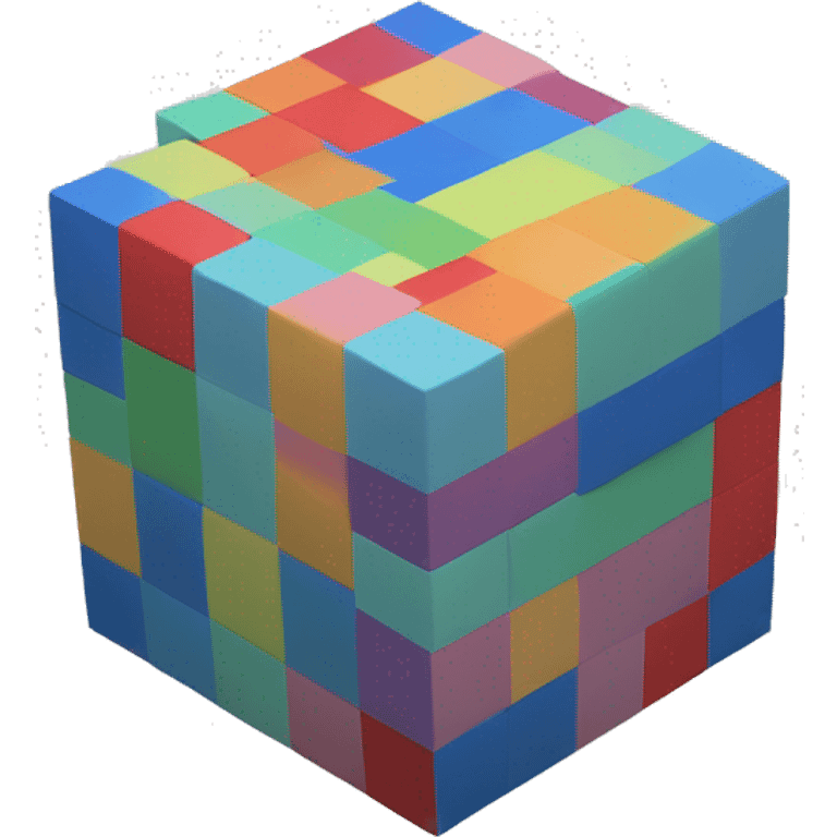 Create a large cube made up of multiple smaller cube blocks stacked together. emoji