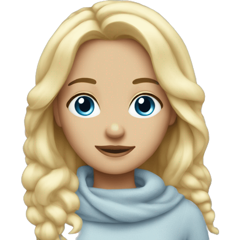 cozy blonde girl blue eyes emoji