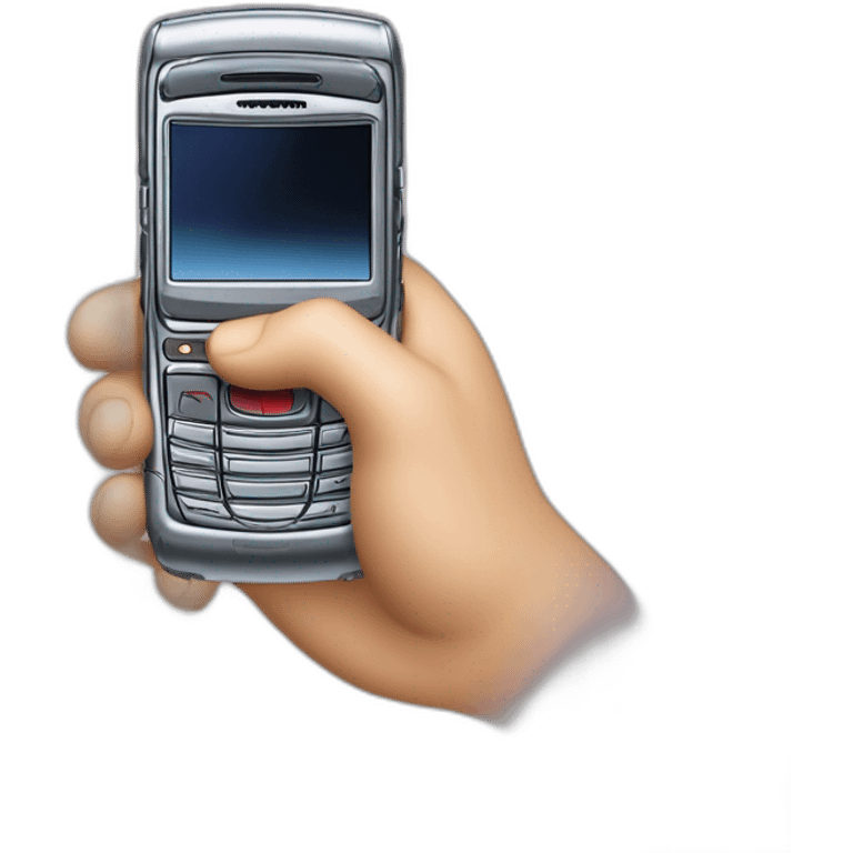 Hand holding Motorola Razr V3 mobile device with the iconic clamshell design emoji