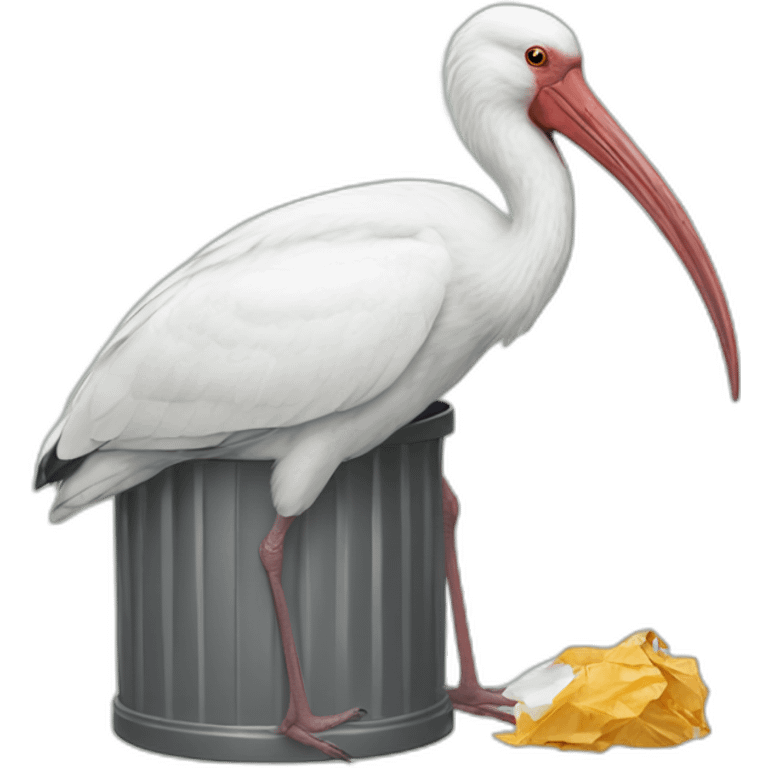 Australian white ibis in a trash can emoji