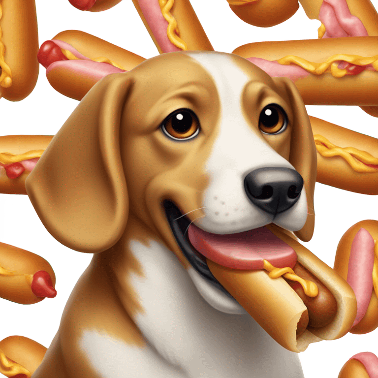 Dog eating a hot dog emoji