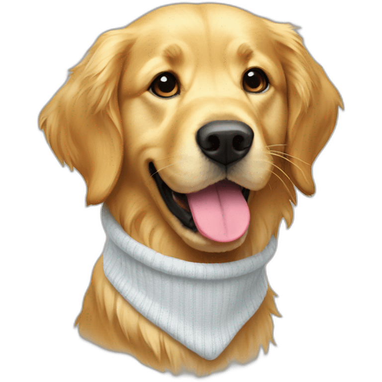 Golden retriever with sock in month emoji