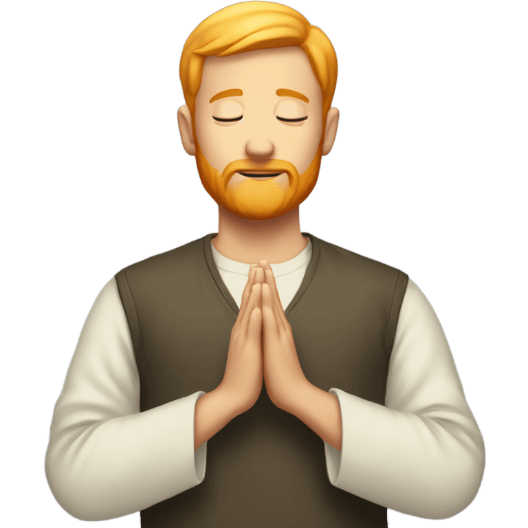 man with orange beard and short blond hair as he praying  emoji