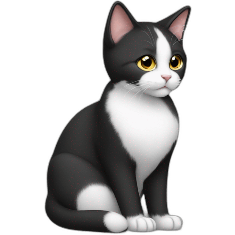 Cute Tux cat The tail is always raised, and the tip of the tail is a small white ball. emoji