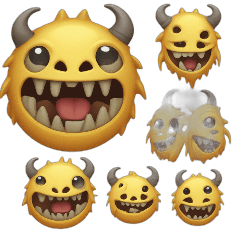 Monstre avec des cornes et un sourire emoji