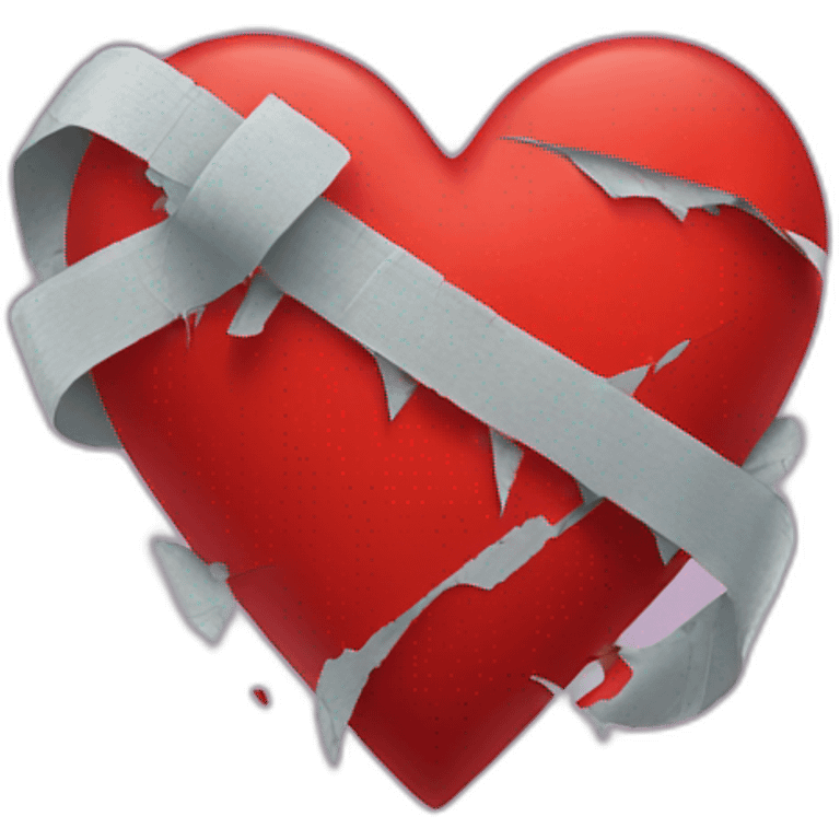 taped red broken heart emoji