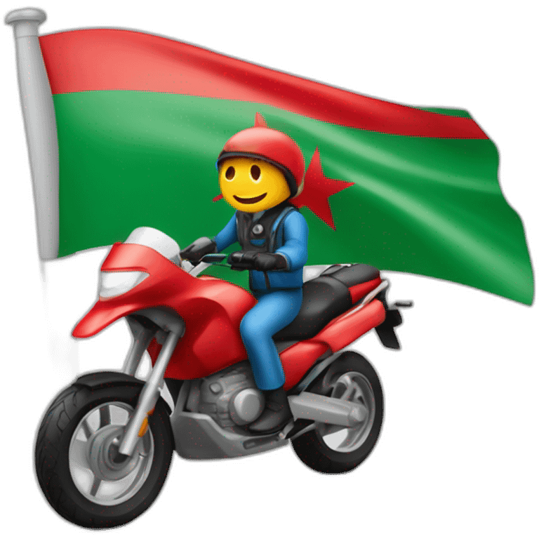 quelqu'un sur une moto avec le drapeau du Maroc derrière emoji