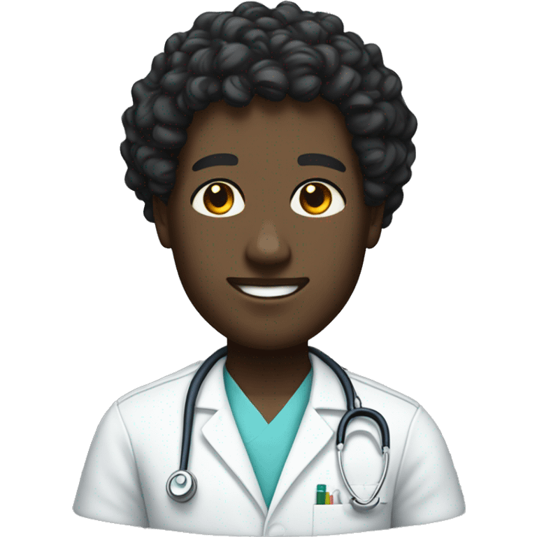 A black male nurse that’s very tall with curly short hair emoji