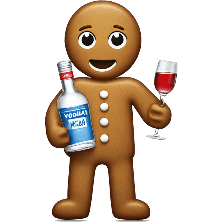 Gingerbread man holding bottle of vodka emoji