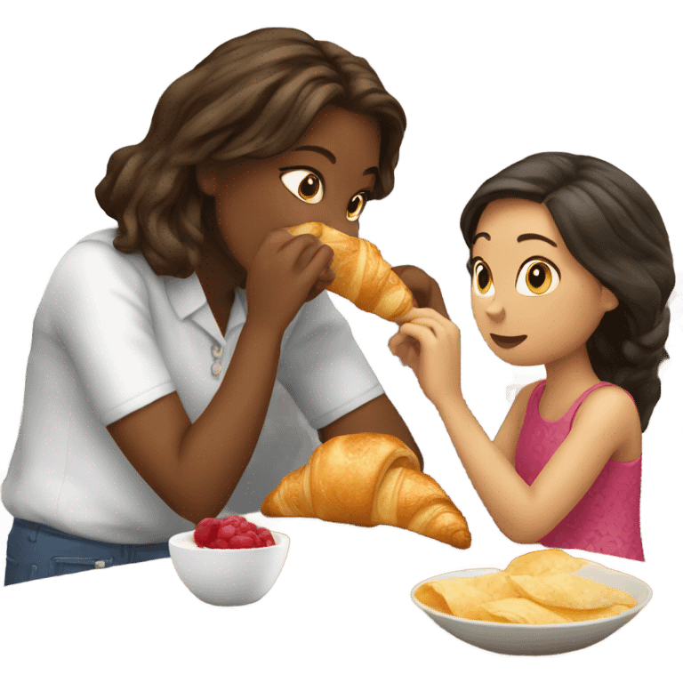 girl eating croissant with wife emoji