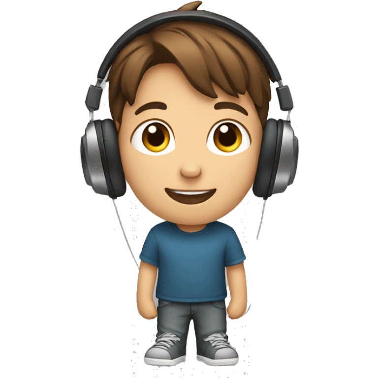 Little boy wearing headphones with brown hair  emoji