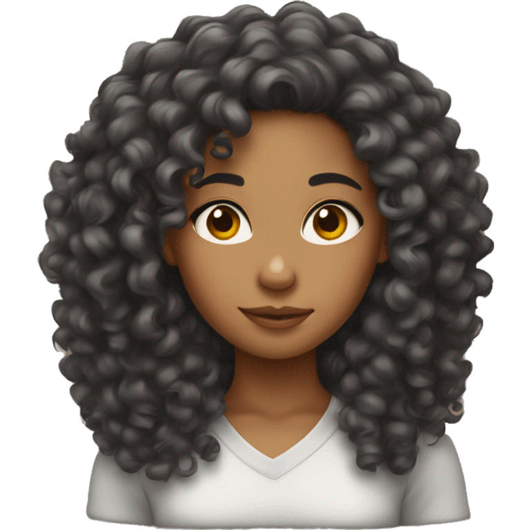 mixed girl with curly hair emoji