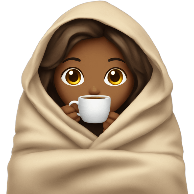 girl inside a blanket sipping coffee eyes closed emoji