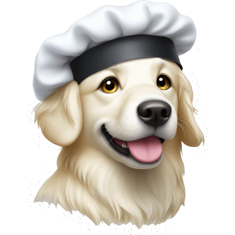 White golden retriever with chef hat emoji