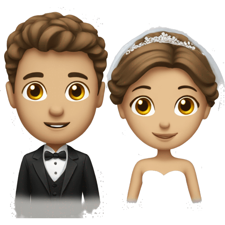 Brown haired bride and groom  emoji