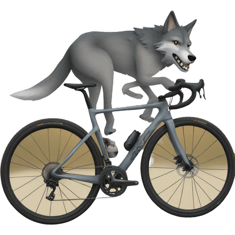 Wolf on a gravel bike emoji