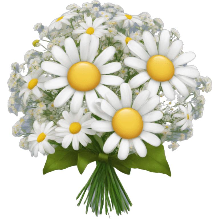 daisy and babies breath bouquet  emoji