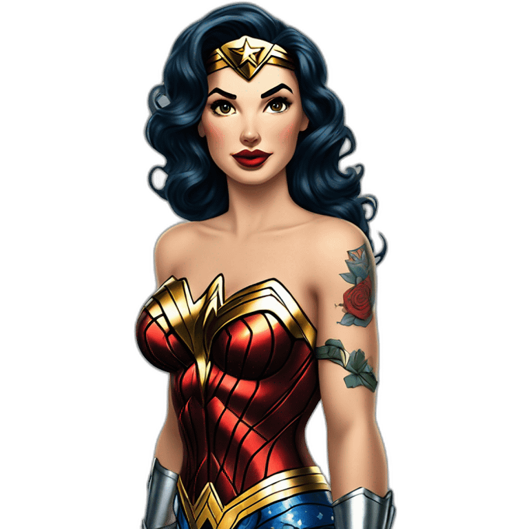 Wonder Woman en pinup avec des tatouages  emoji