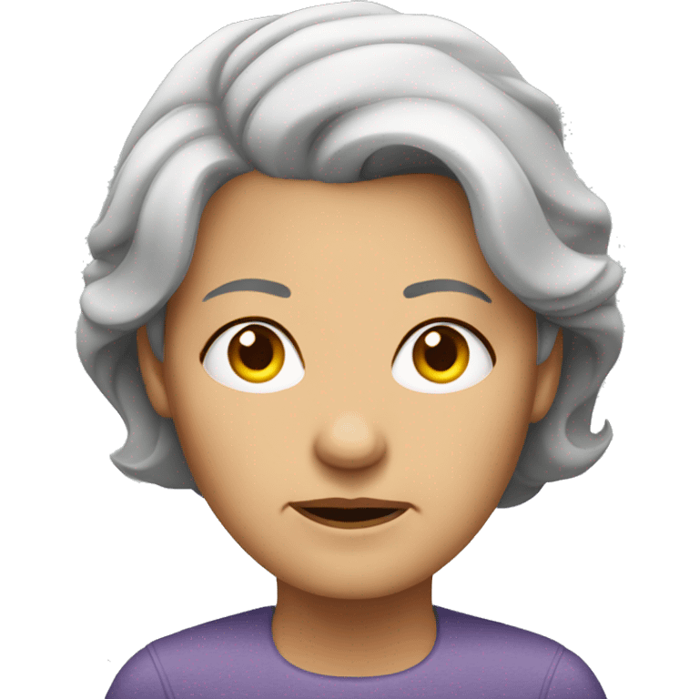 frowning older woman straight gray hair emoji