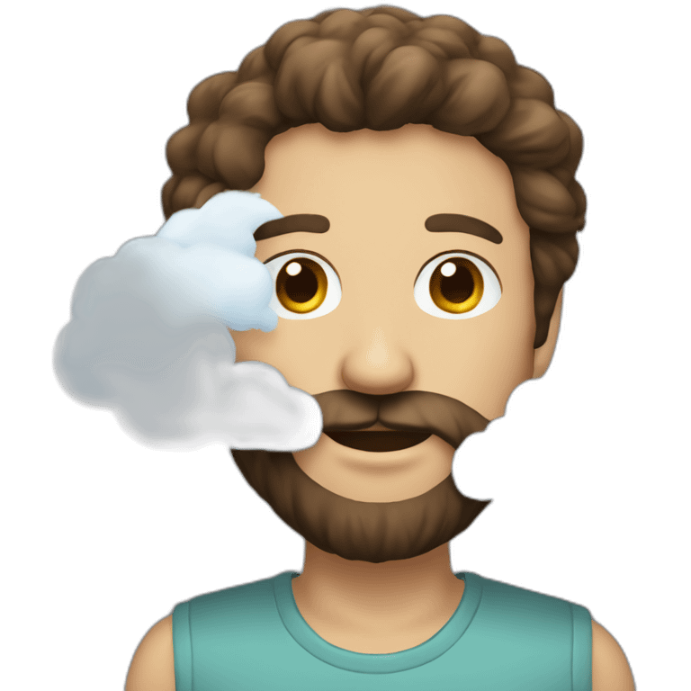 A Man with brown hair a Beard and a cloud in front of his face emoji