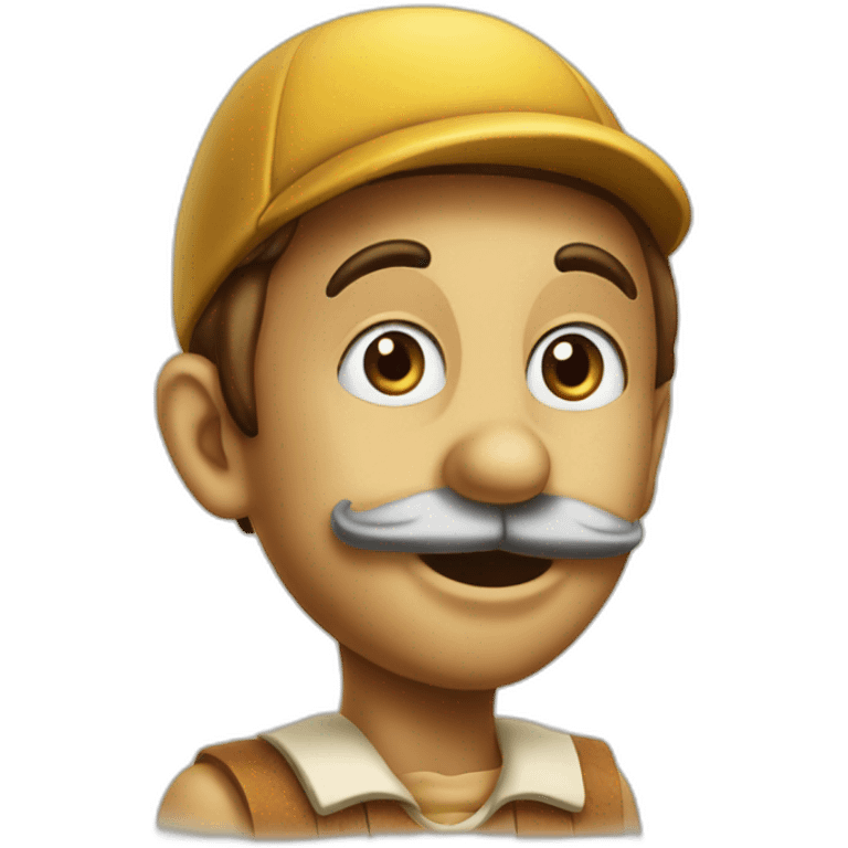 wooden pinocchio with extended nose emoji