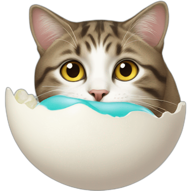 cat eating egg emoji