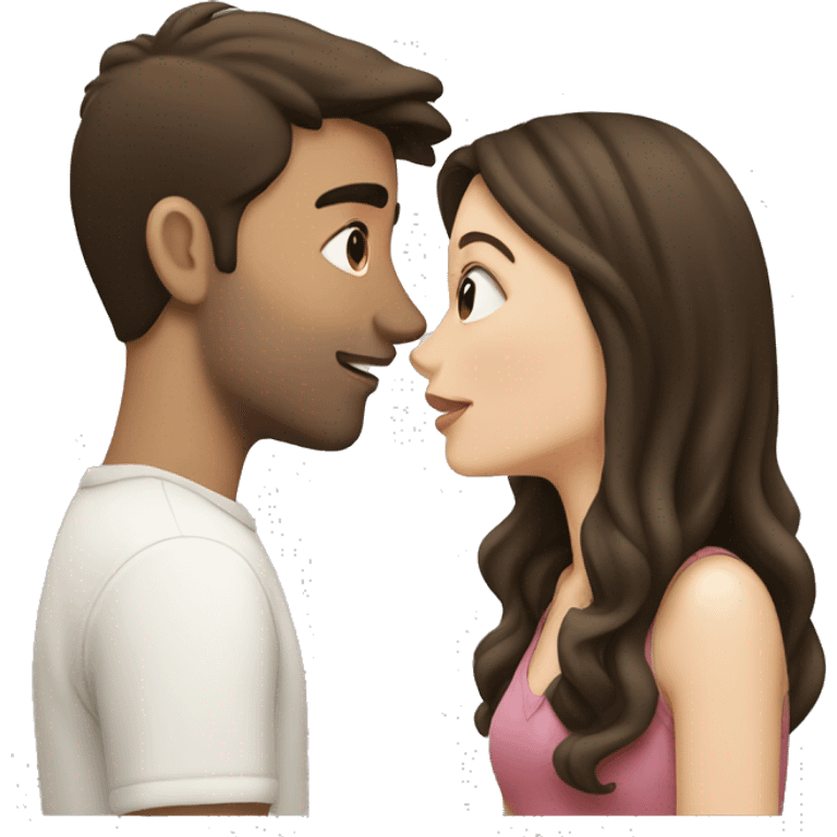 brunette, pale couple kissing emoji  emoji