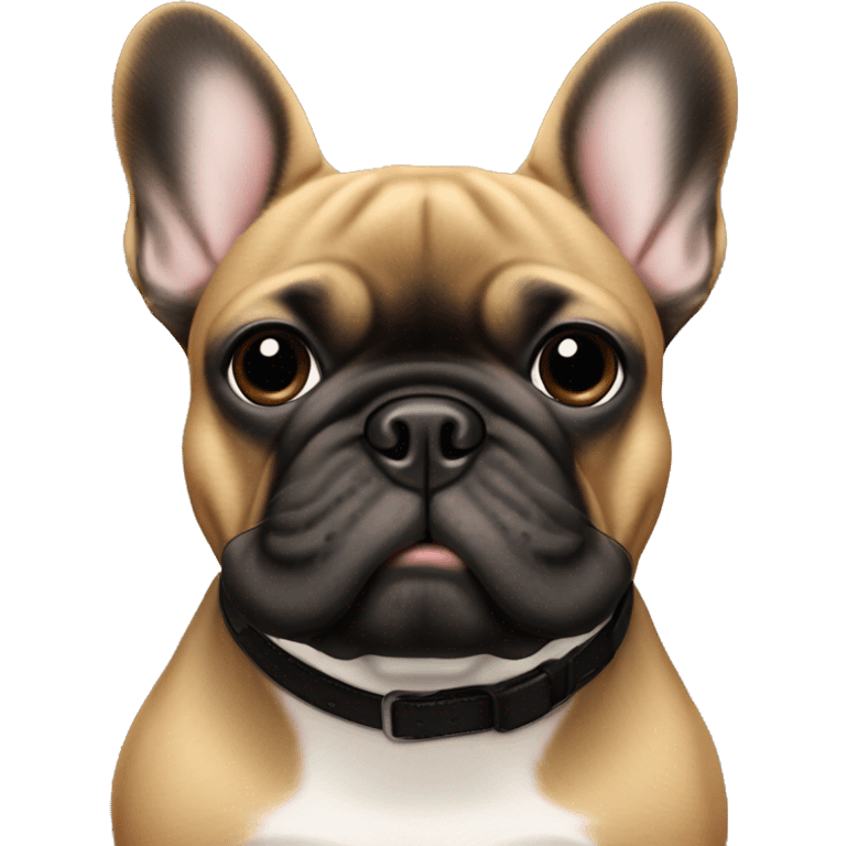 Tan French bulldog with all black face emoji