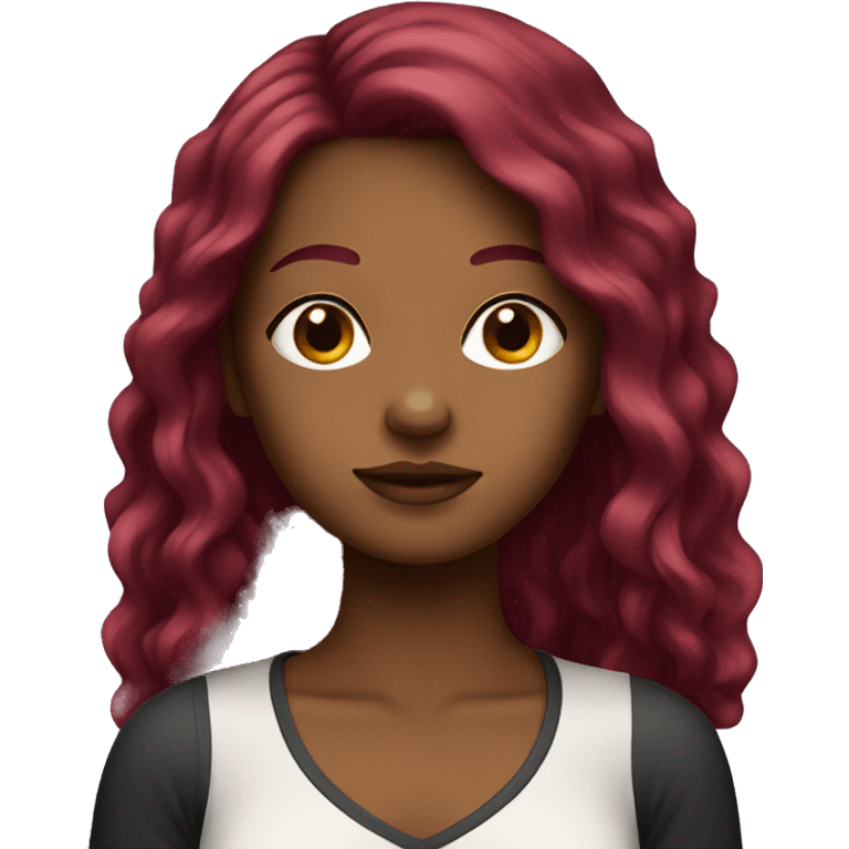 Girl with burgundy long hair emoji