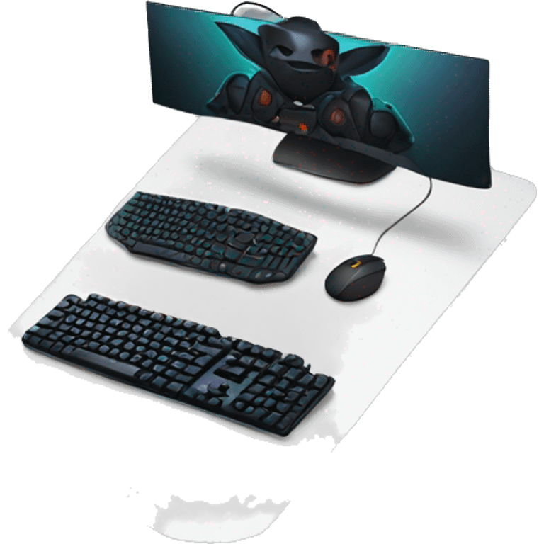 joueur gaming de couleur noir clavier souris  emoji