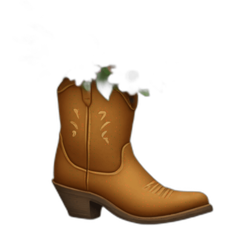 A cowboy boot with a bouquet of flowers in it emoji