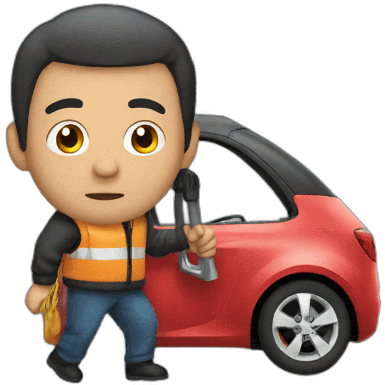 one man steals fuel from car emoji