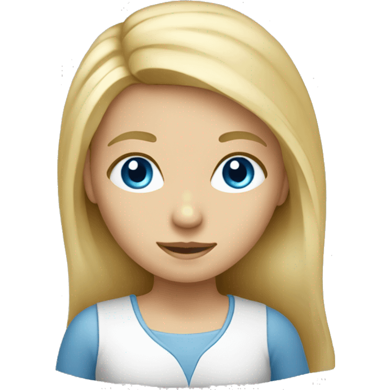 Long Blonde hair blue eyes girl studying emoji