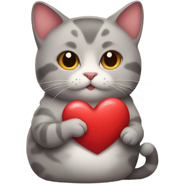 Cat holding big heart emoji