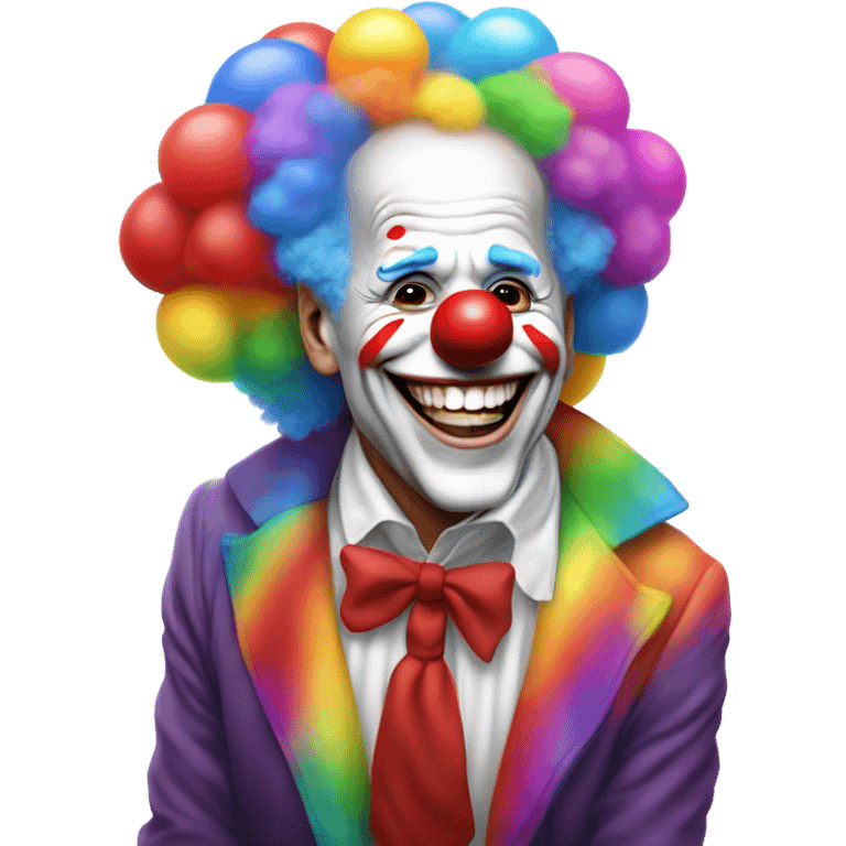 Biden having fun at a clown party wearing clown makeup and big shoes but still clearly Biden  emoji