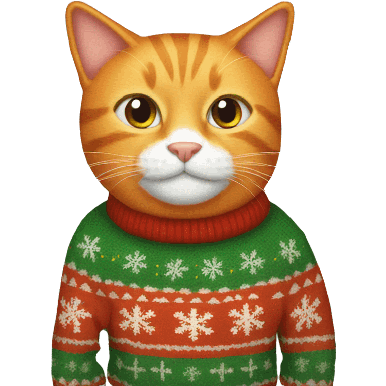 orange cat in a christmas sweater  emoji