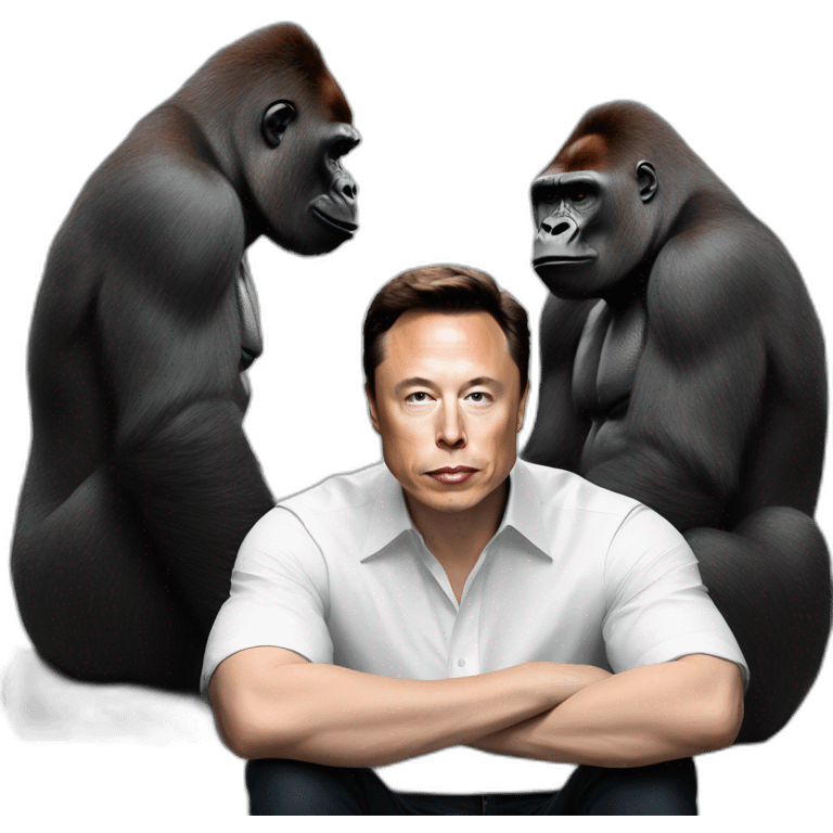 Gorilla sitting with Elon musk emoji