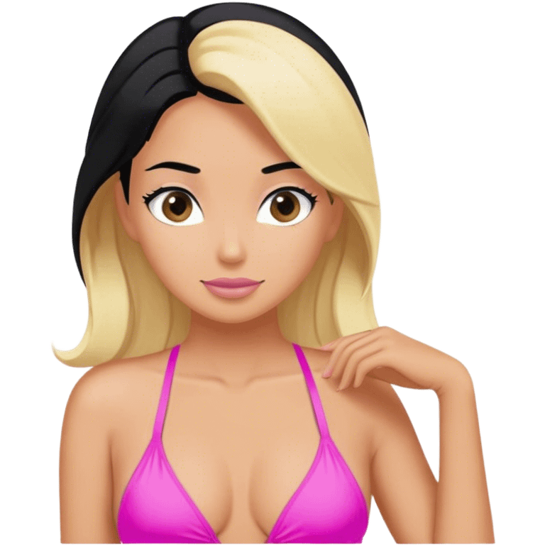 pink swimsuit blond woman with black hair  emoji