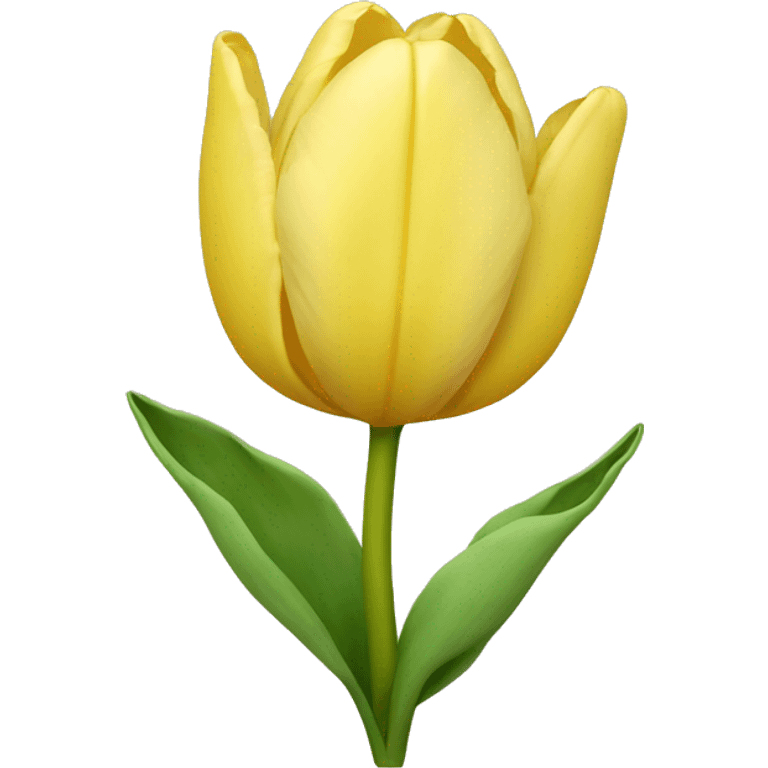 Single pastel yellow tulip with leaves emoji